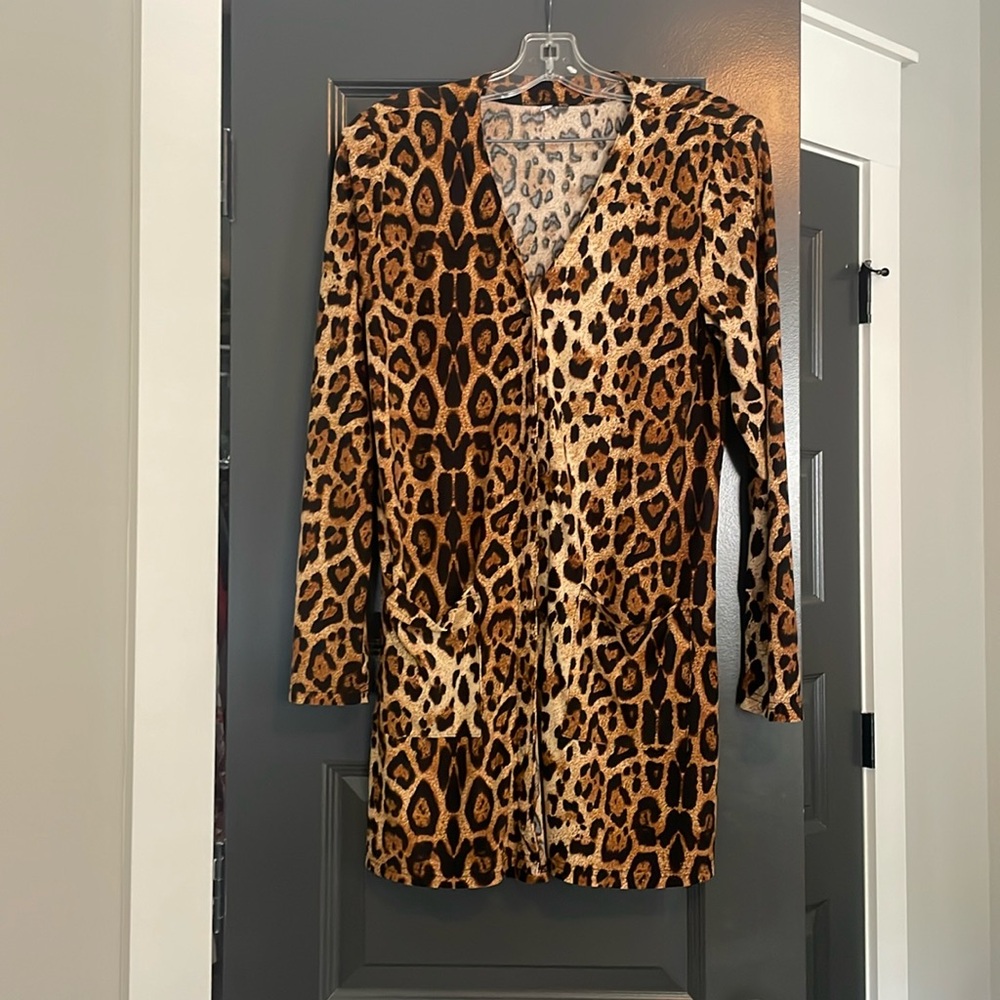 leopard print long cardigan